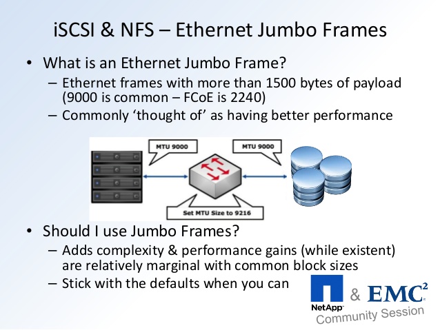 netapp jumbo frames enabled